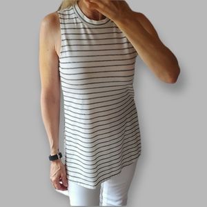 Striped BCBG Sleevelesd Top with Vented sides